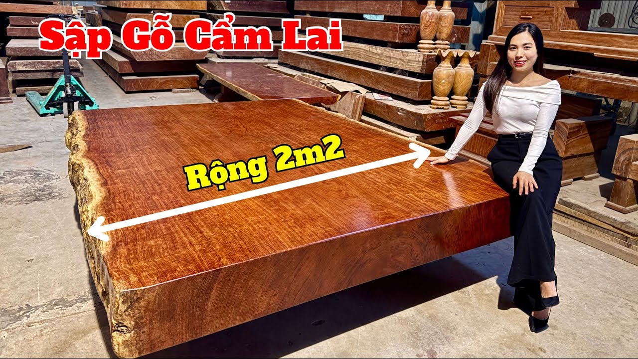Sập Gỗ Cẩm Lai Rộng 2m2, Nguyên Bìa, Không Chắp Vá | CN2018