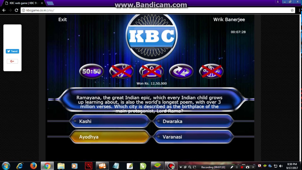 KBC Game Online Play (Kaun Banega Crorepati  Or Who Wants to Be a Millionaire) 2018  | Wrik's Videos