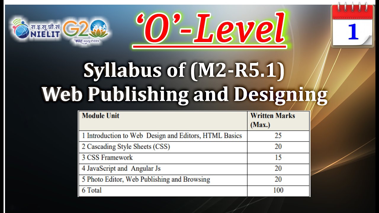 Lecture-1 | Web Designing & Publishing Full Syllabus | NIELIT O Level Course M2-R5 |