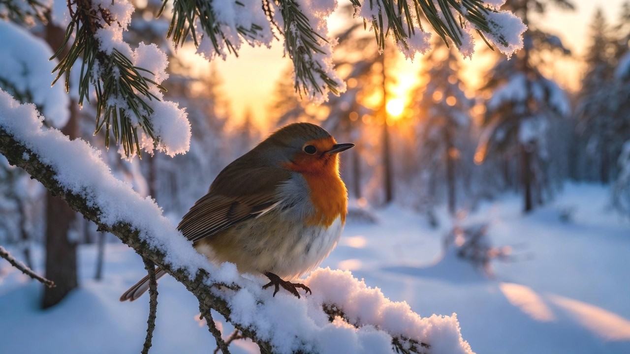 Morning Bird Sounds in Snowy Forest ❄️ | Relaxing Winter Nature Ambience for Sleep & Study