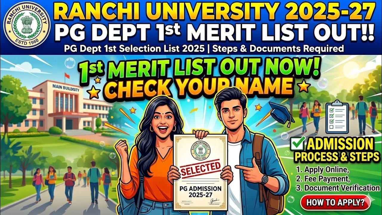 Ranchi University MCA 2025-27: 1-й список зачисленных на факультет последипломного образования ||...