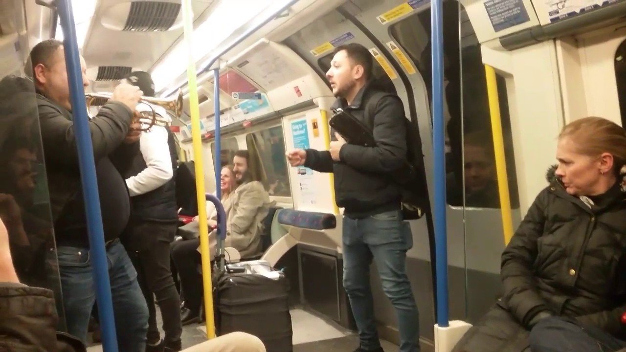 Most entertaining celebrity live perfomance on the London underground-  Piccadilly Line