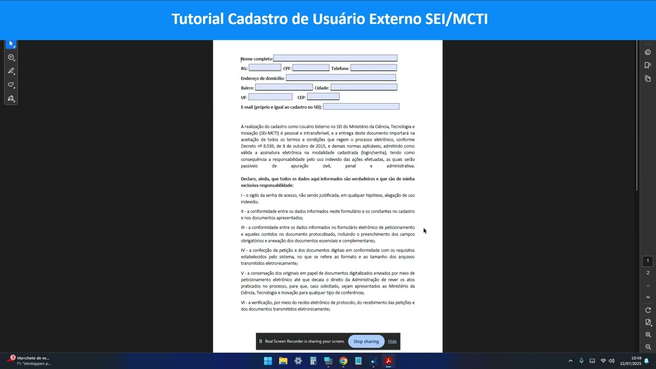 Como fazer o cadastro de usuário externo no SEI MCTI