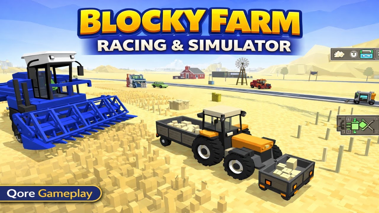 Blocky Farm Racing & Simulator | Tractor Racing, Farming & Blocky Fun Gameplay (Android/iOS)