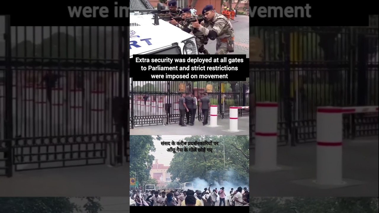 Extra security was deployed at all gates to Parliament...               #sansad#parliyament#protest