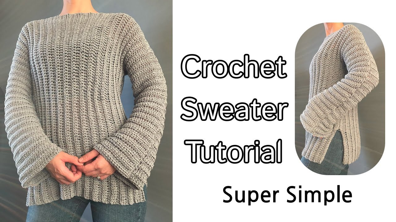 Super Easy Crochet Sweater Tutorial - Subtitle Available