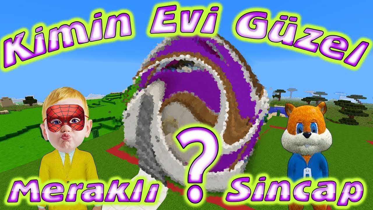 Meraklı ve Sincap Minecraft'ta Güzel Ev Yapma Challenge Örümcek Adam Minecraft Çizgi Filmleri