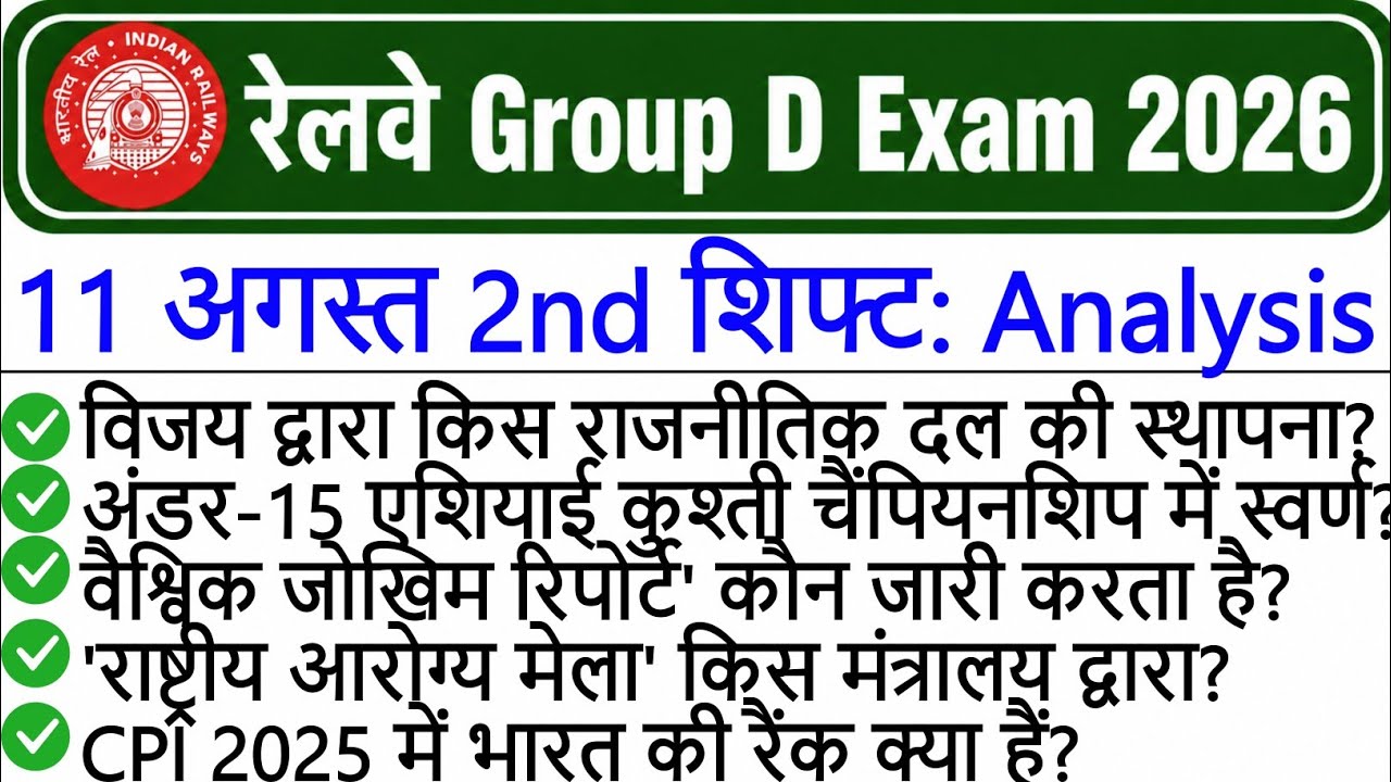 RRB Group D Analysis 2026 | RRB Group D 11 August 2nd Shift Analysis | Group D Analysis Today