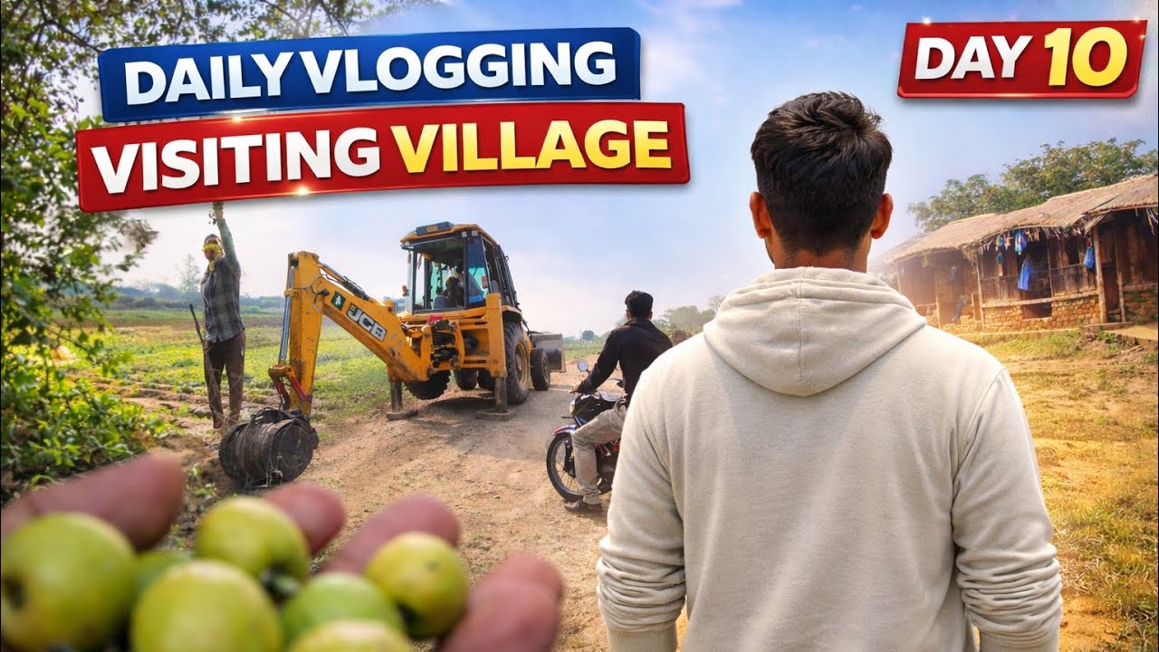 Village Life Day 10 | Road Construction 🚜 | Farm Visit 🌾 | Eating Fresh Plum 🍑 | Daily Vlog