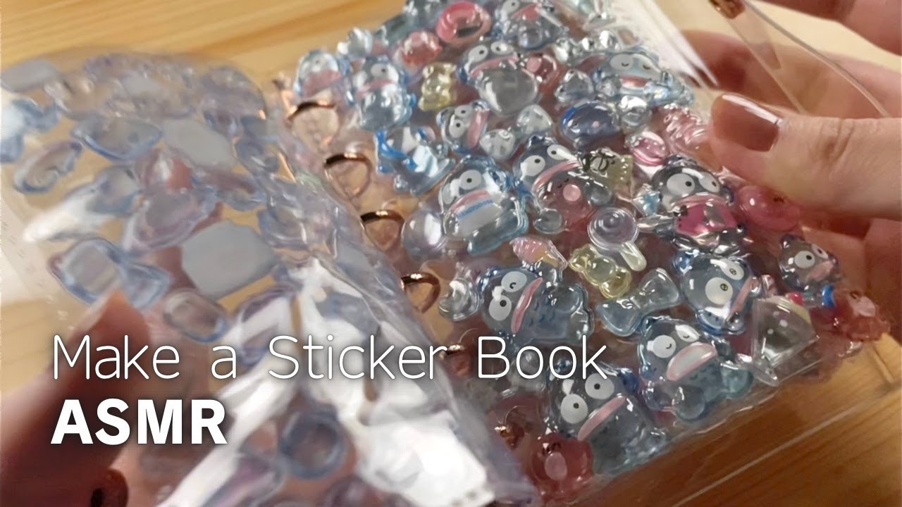 【ASMR｜睡眠用】透明シール帳作り♡🐰ボンボンドロップシールを開封して貼っていく🍑｜Make a Sticker Book (No Talking)