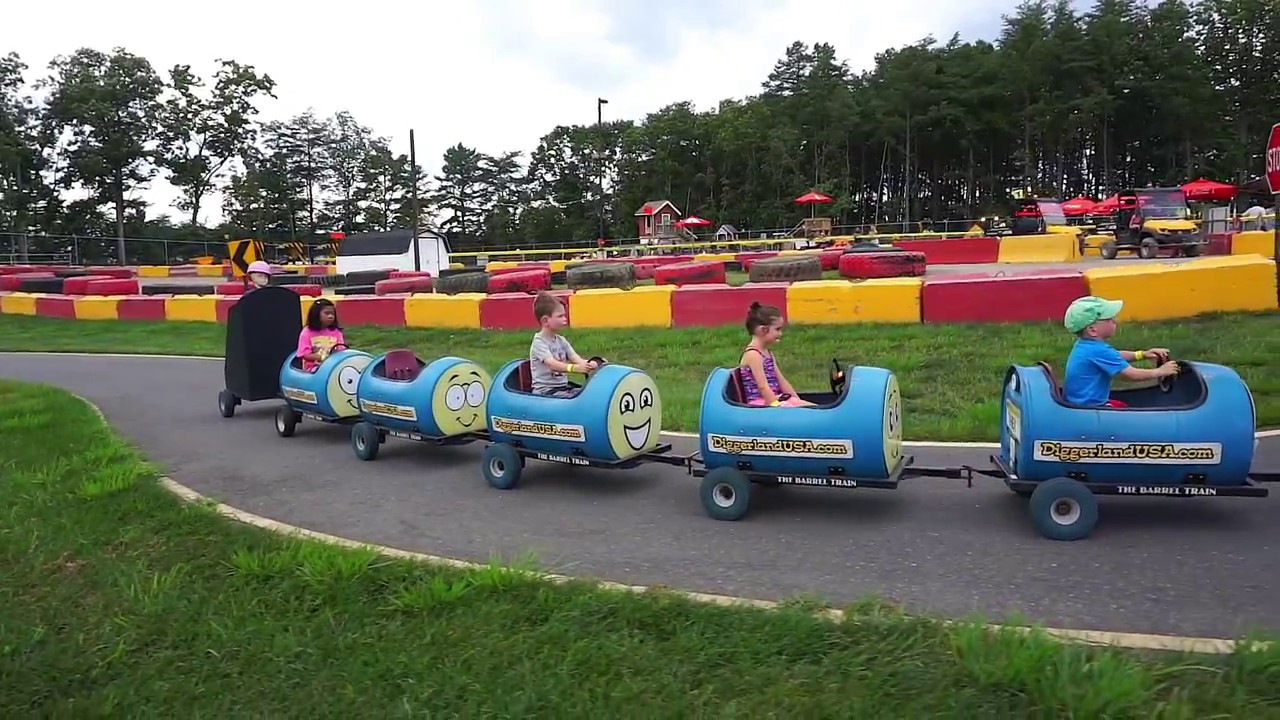 Riding the Barrel Train at Diggerland Adventure Park