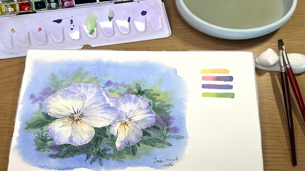 Watercolor Pansies | Step-by-Step | A Calm Painting Process (No VO)