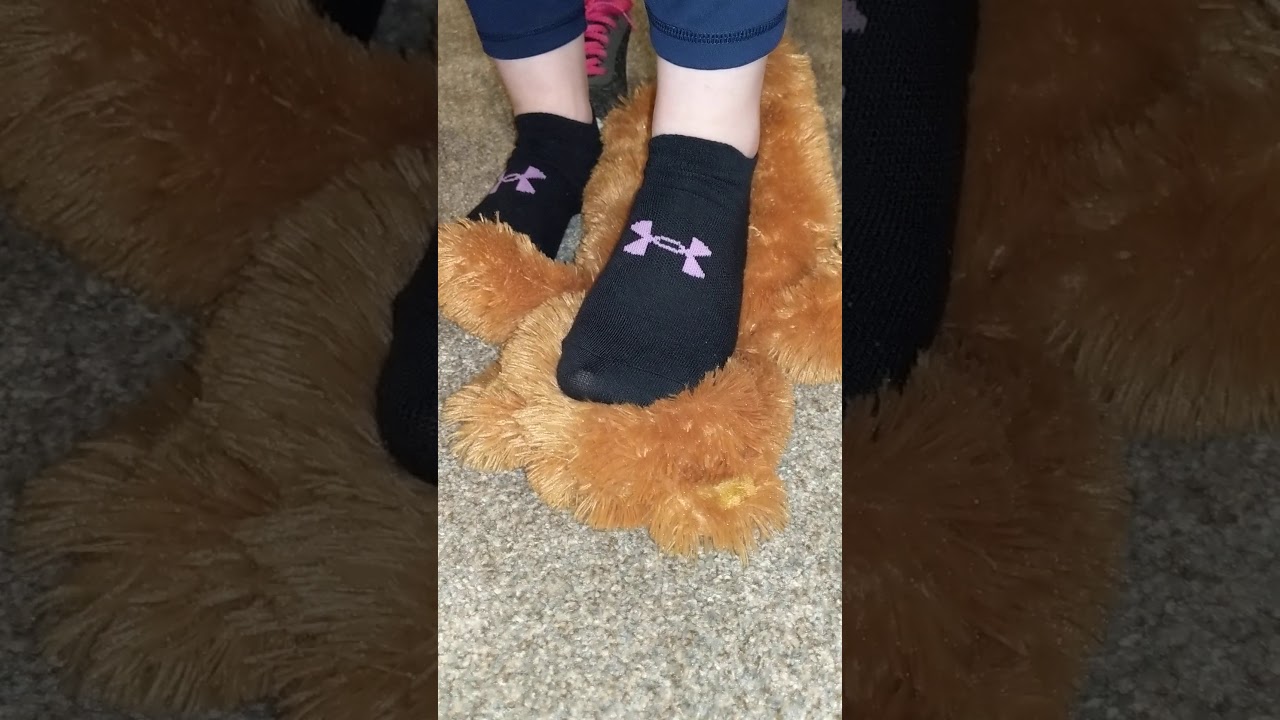 Teddy bear gets suffocated with my sweaty feet!