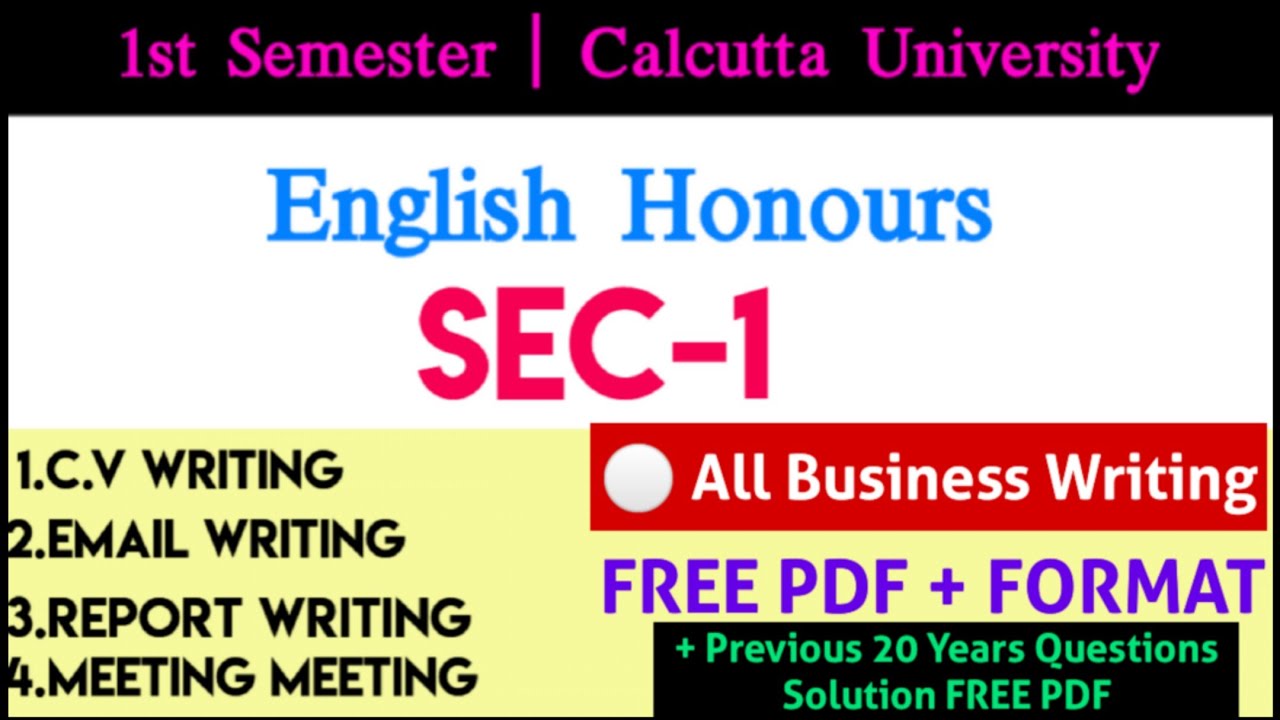 1st Semester English Honours Suggestion 2024| English SEC-1 Suggestion 2024 NEP|Calcutta University