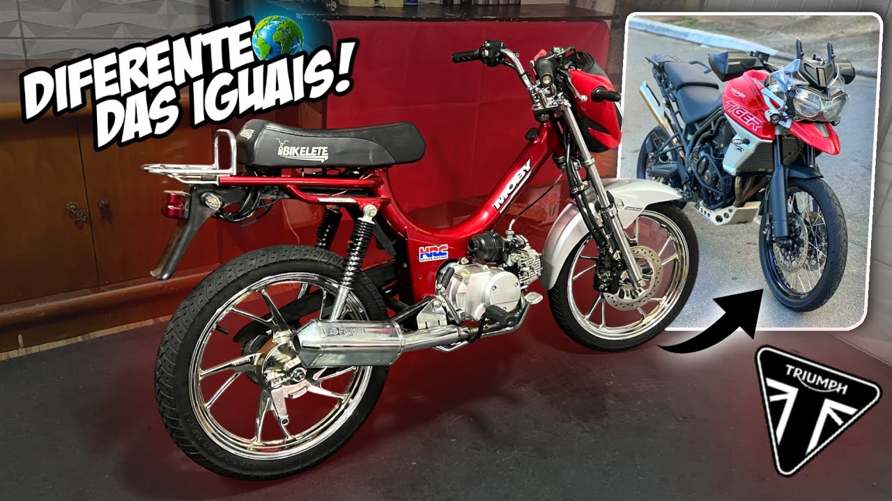 COLOQUEI PEÇAS DA TRIUMPH TIGER NA MOBILETE 4 TEMPOS!