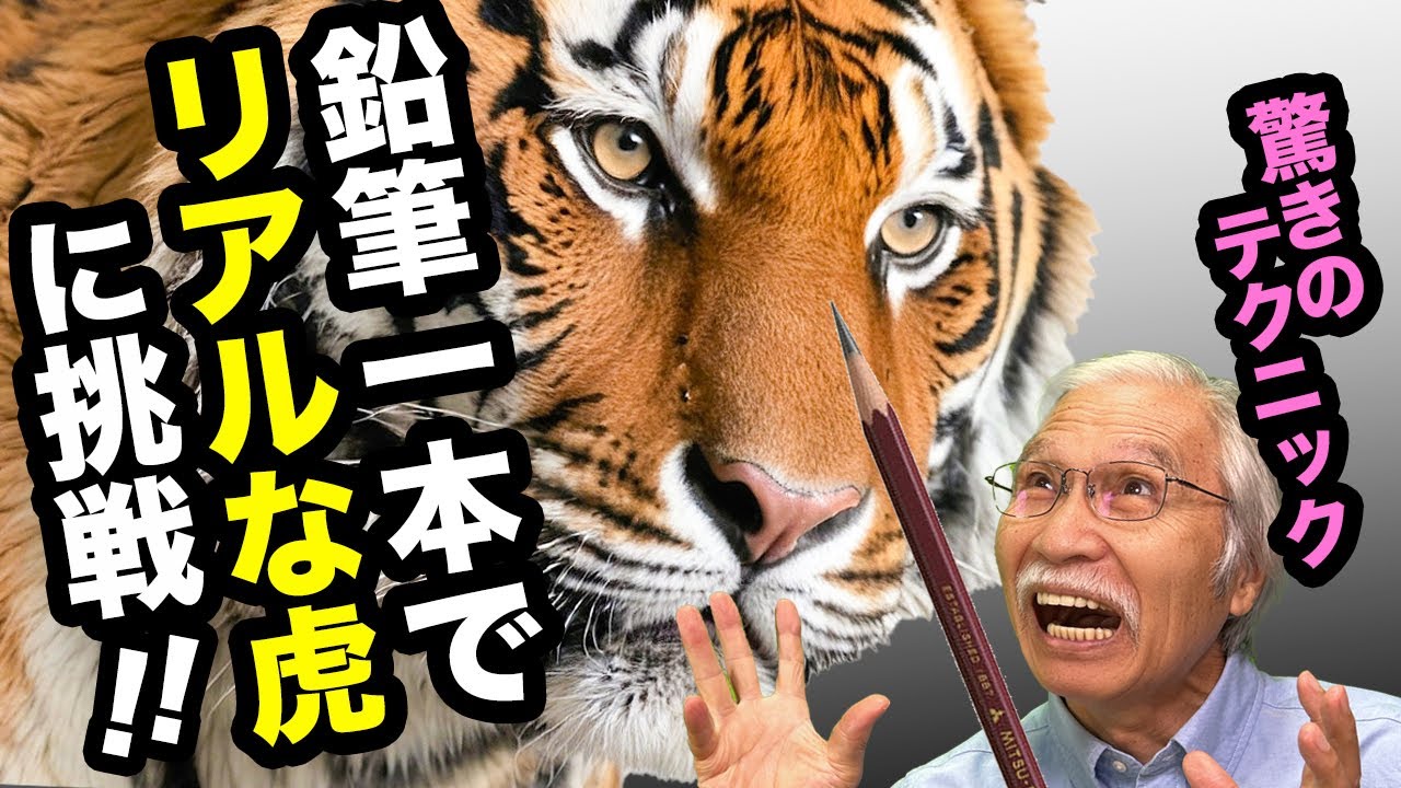 簡単！鉛筆１本で描くプロ級のリアルなトラ（虎）、魔法のテクニックを公開！