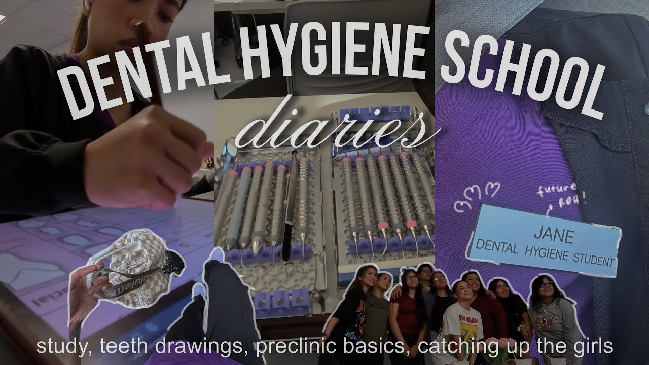 2nd week of dental hygiene school(1st yr) 𐙚⋆.˚ study, teeth drawings, preclinic basics, w the girls!