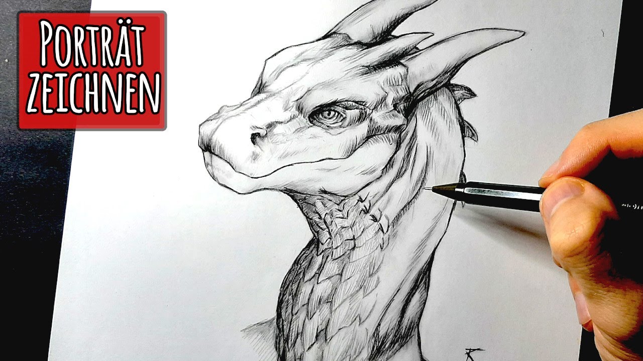Einen Drachen mit Bleistift zeichnen II Zeichenprozess mit Kommentar