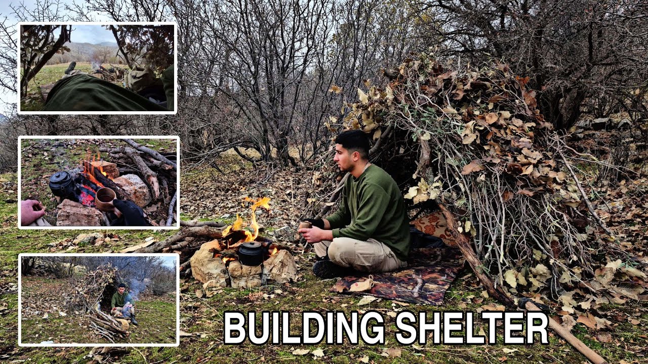 Bushcraft Survival Alone in the Wild | Building Shelter, Fire & Outdoor Cooking