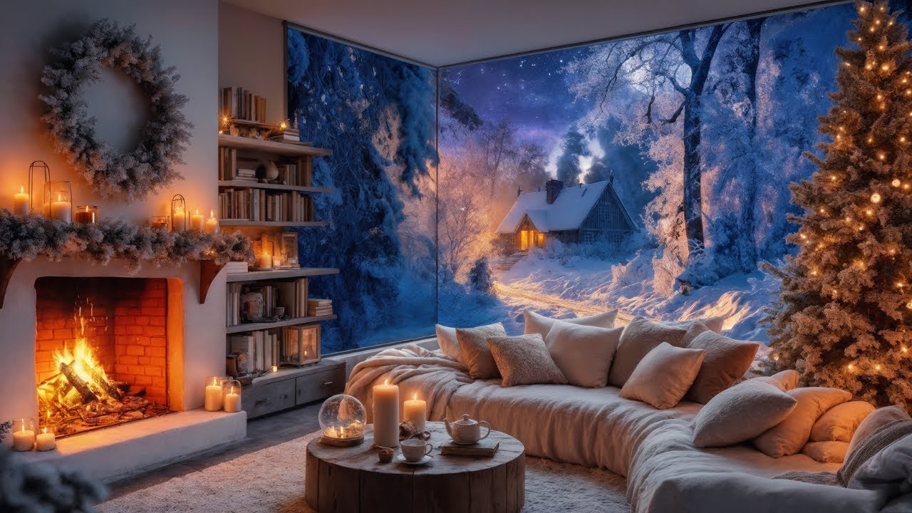 Arctic Cabin Evening ❄️ Celtic Folk Music & Fireplace for Work & Focus