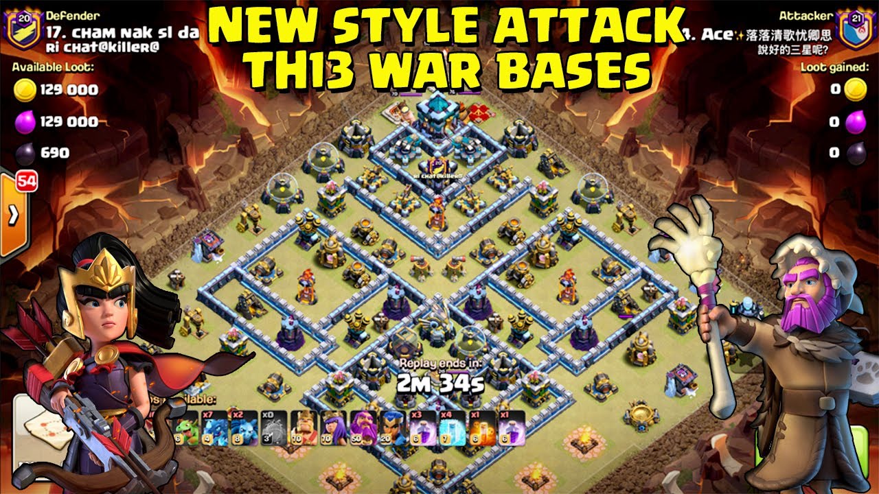 New Style Attack TH13 Bases!! Best Attack Strategy Ground & Air - Clan War Attack ( clash of clans )