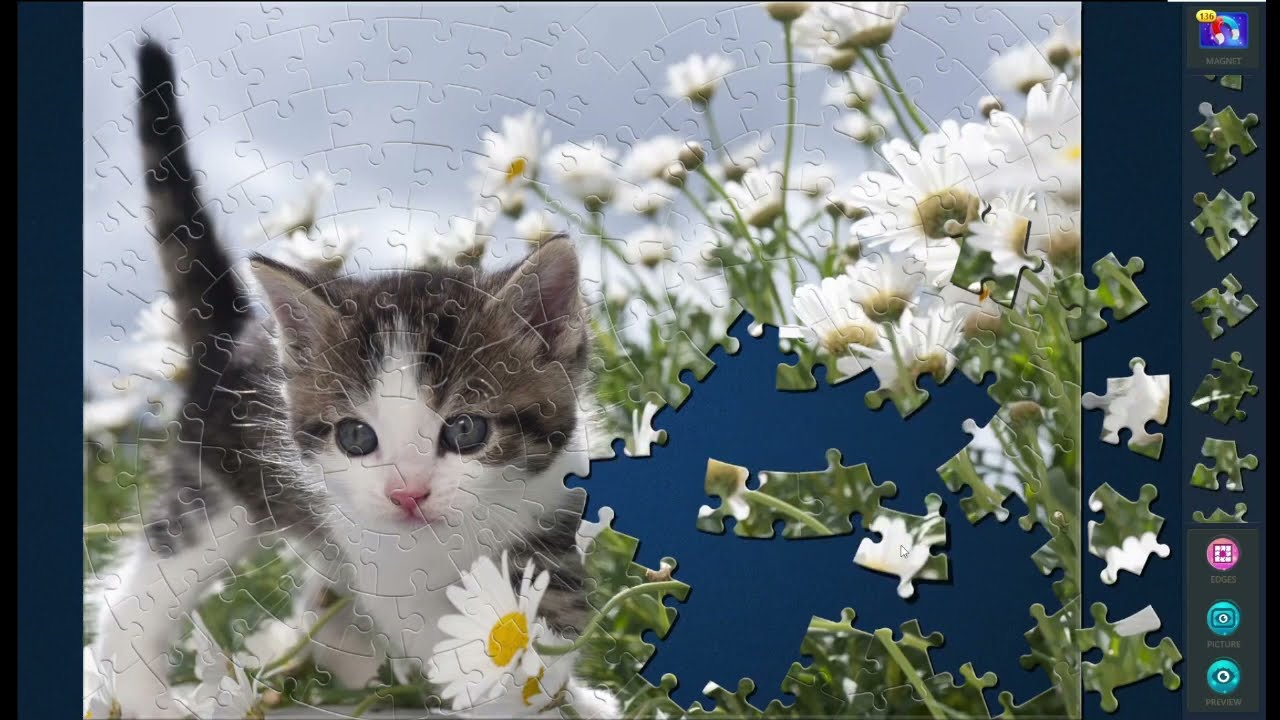 Puzzle Vibes: Kitten with Camomilles