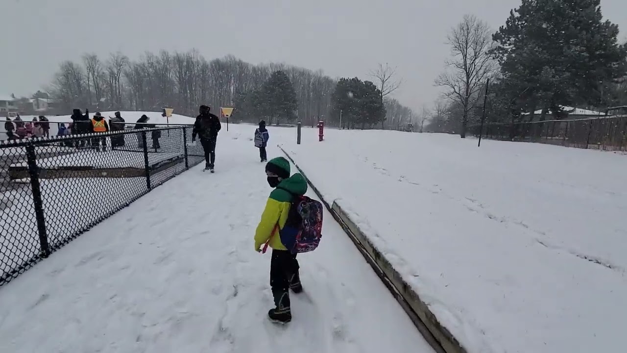 Kids going School in Winter | Snow in Canada
