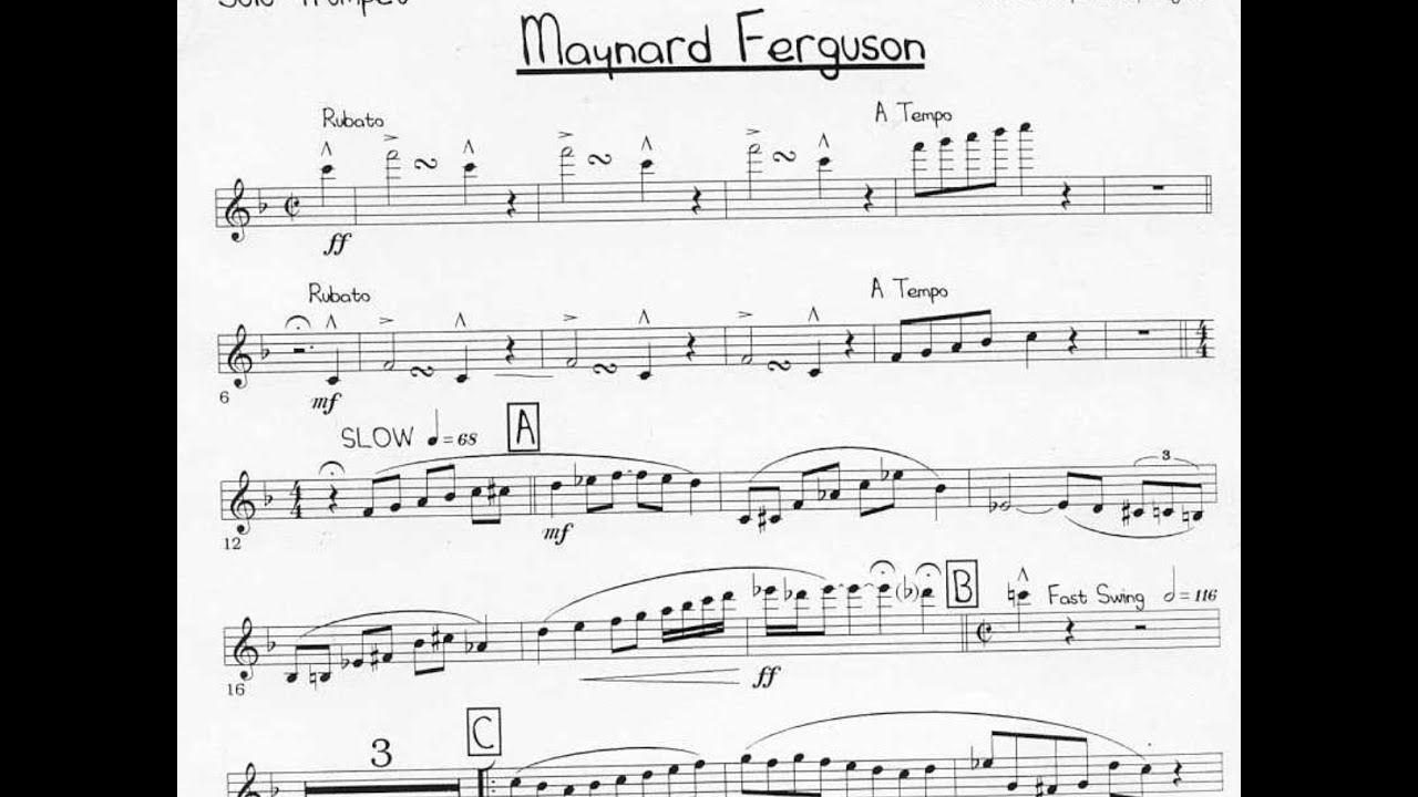 Scott Englebright's trumpet solo on 'Maynard Ferguson' - Full Condensed Score