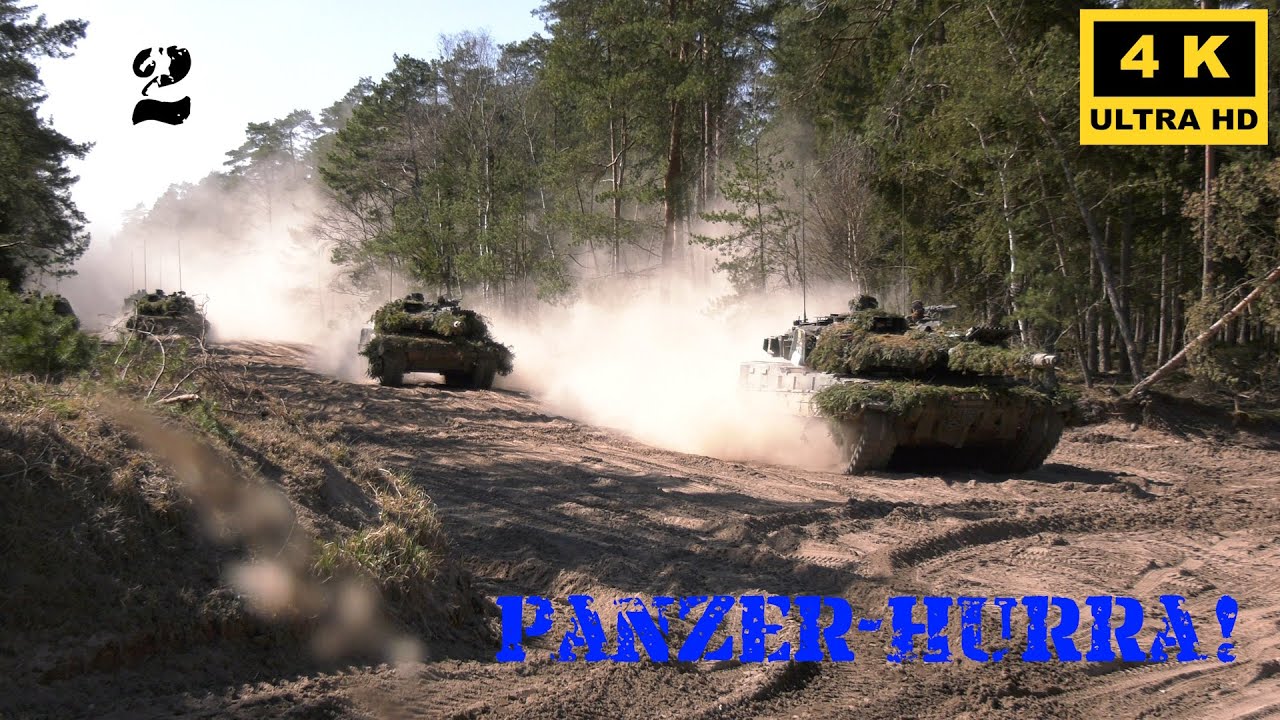 4Kᵁᴴᴰ 2/5 Panzer Hurra! Kampfpanzer Leopard 2A7 im Angriff. Die Bundeswehr trainiert den Ernstfall.