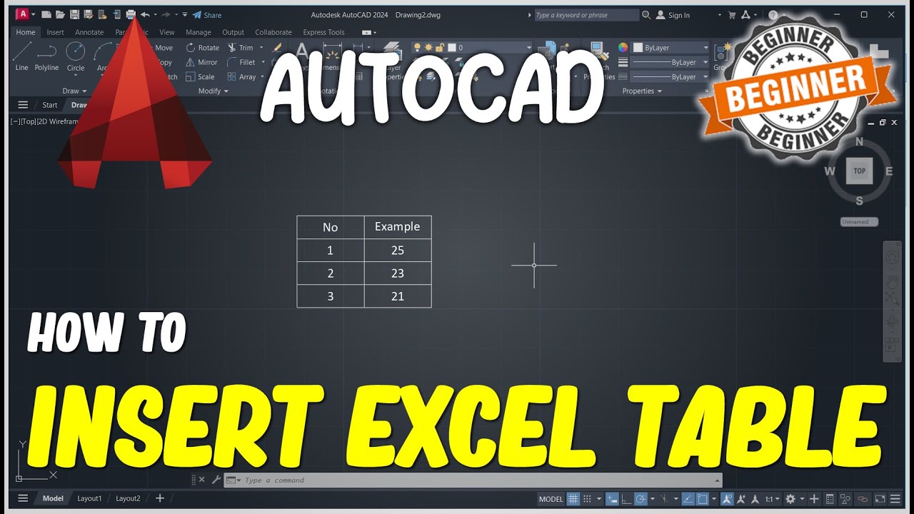 AutoCAD How To Insert Excel Table