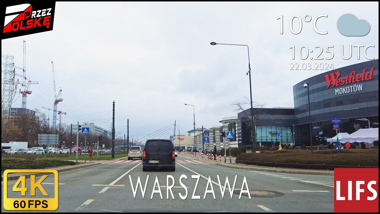4k POLAND 🚗 #DRIVE ☁️ ~ WARSAW ~ 🚂 DW. ZACHODNI 🪼 BLUE CITY 🪇 GALERIA MOKOTÓW ~ 60fps #PrzezPolskę