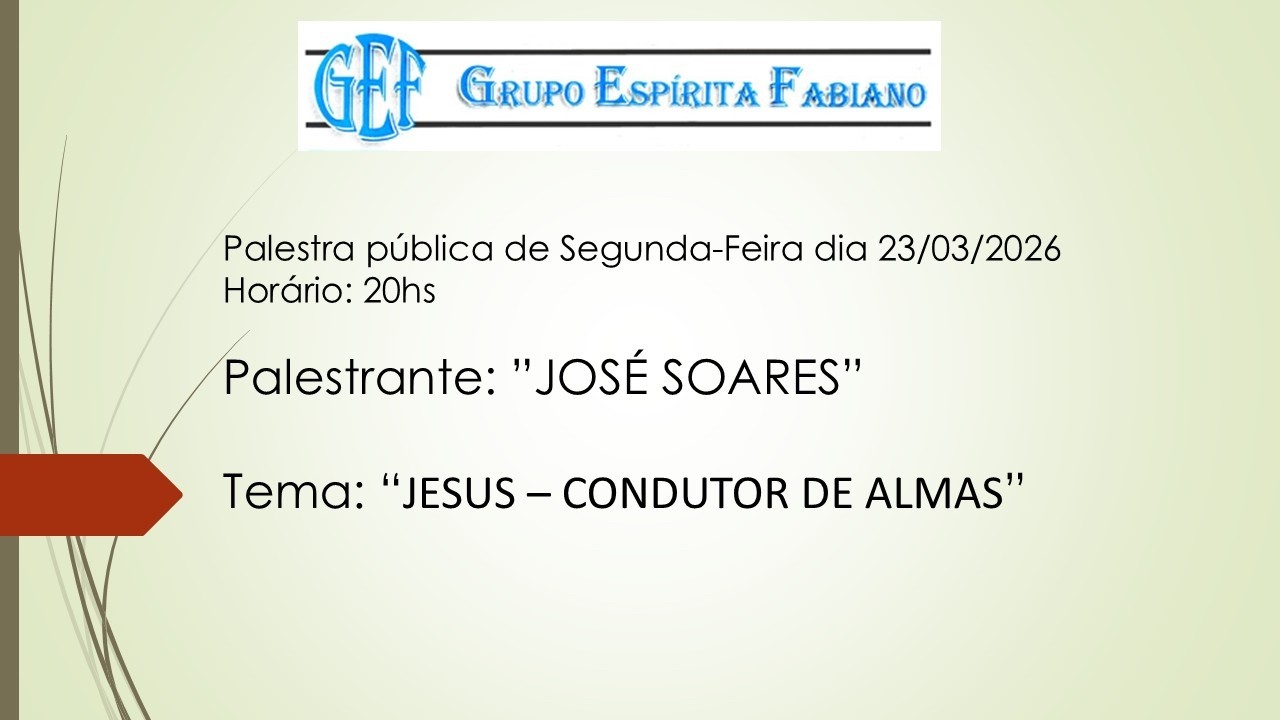 PALESTRA P&Uacute;BLICA DO GEF - SEGUNDA FEIRA, DIA 23/03/2026 / &Agrave;S 20HS