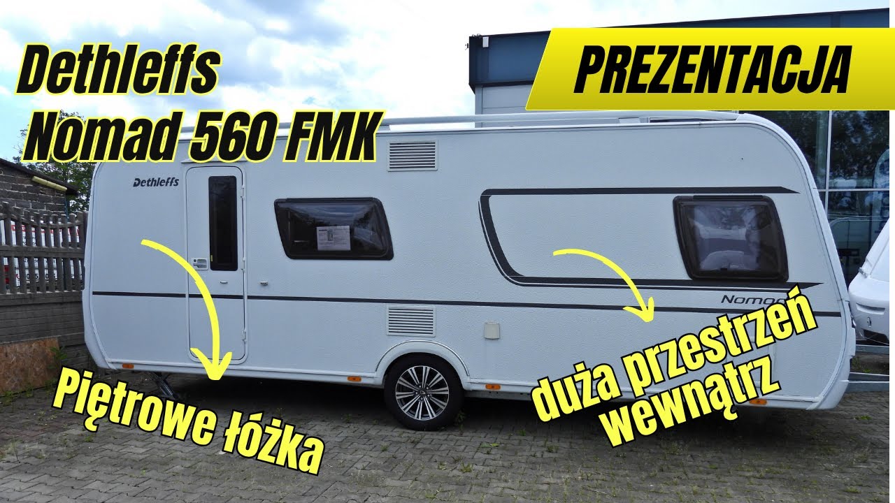 Przyczepa kempingowa Dethleffs Nomad 560 FMK – rodzinna, z piętrowymi łóżkami, dla nawet 6 osób