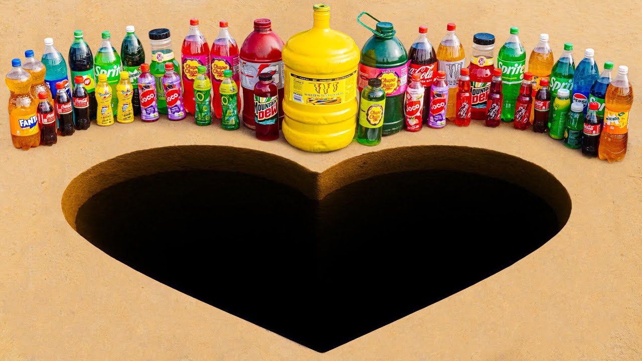 Experiment Heart Sand Pit Explosion with Coca Cola and Sprite Orbeez Challenge