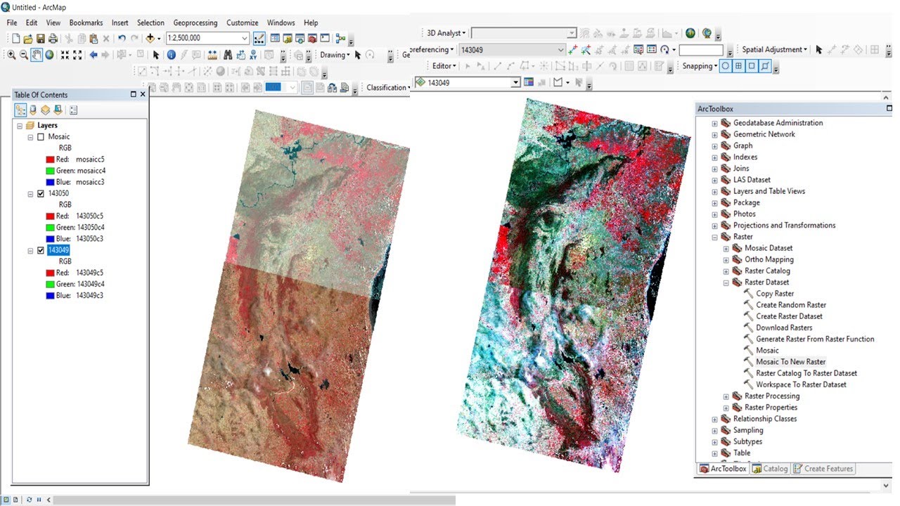 Композитный канал и мозаика данных Landsat 8 в ArcGIS