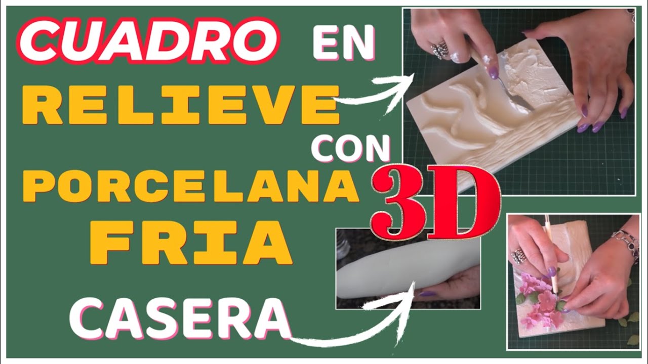 Como HACER CUADRO con RELIEVE  3D con PORCELANA FRIA CASERA😍
