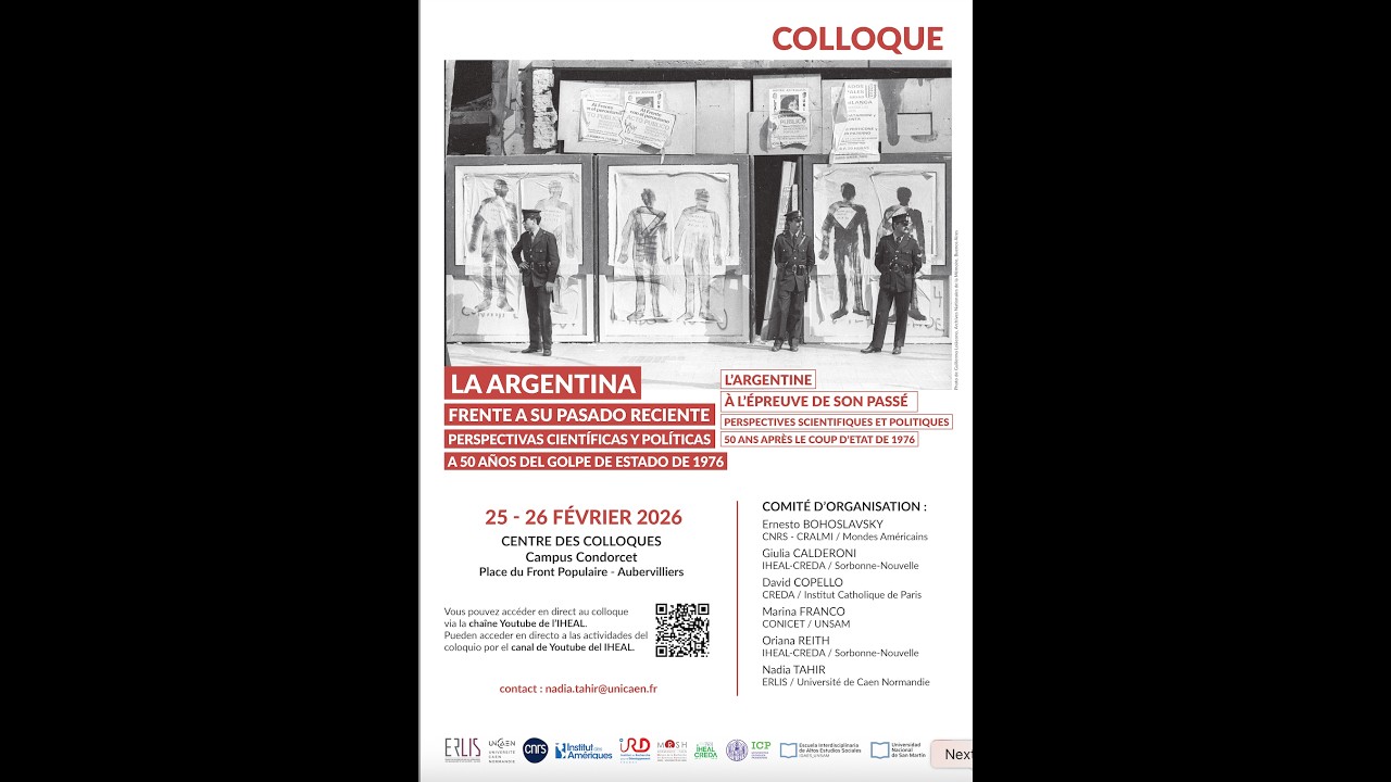 La Argentina frente a su pasado reciente - Coloquio 25  de febrero 2026, París Francia