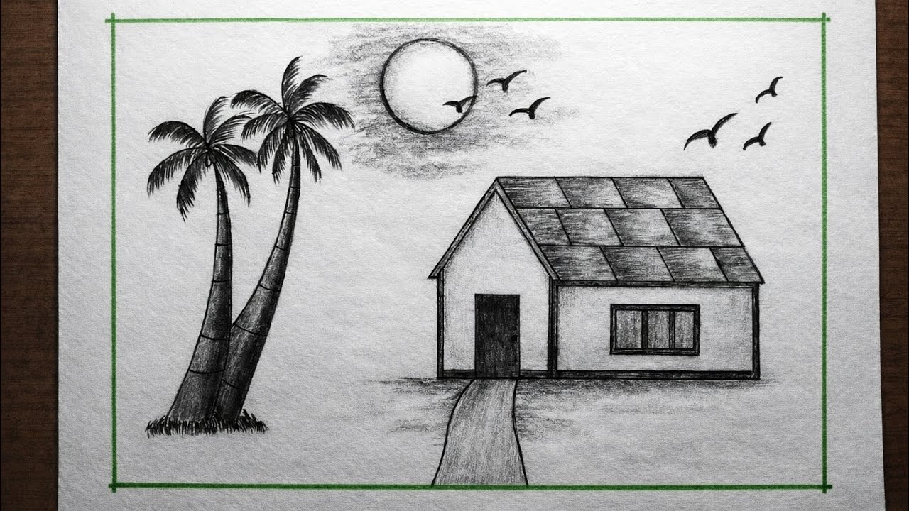 Scenery drawing | scenery drawing easy | scenery drawing simple | scenery drawing step by step 