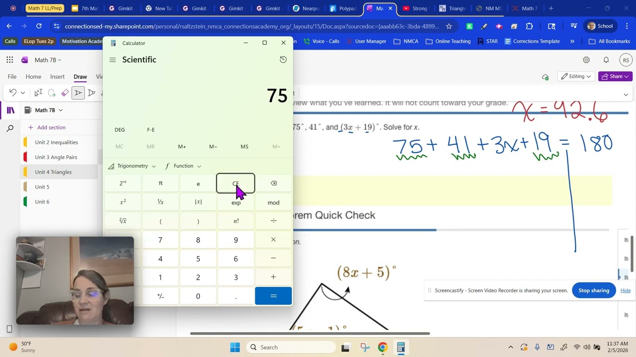 Math 7B U2L2 Triangle Sum Theorem