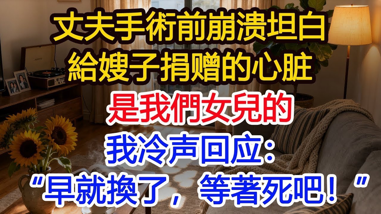 丈夫等待心脏移植，術前突然崩溃坦白，那颗捐赠的心脏，是我們女兒的。我冷声回应：“我早就換了，等著死在手術台吧。”#為人處世 #生活經驗 #小說 #戀愛 #情感 #婚姻