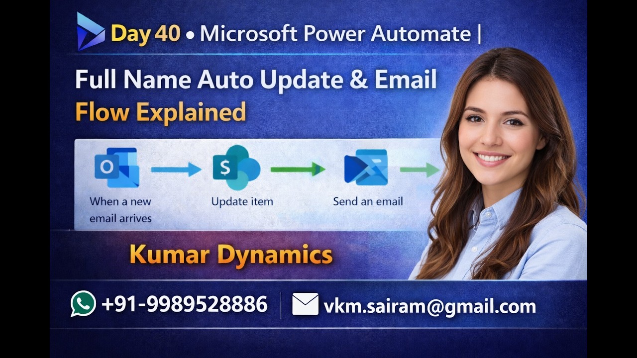 Day 40-Microsoft Power Automate | Full Name Auto Update & Email Flow Explained