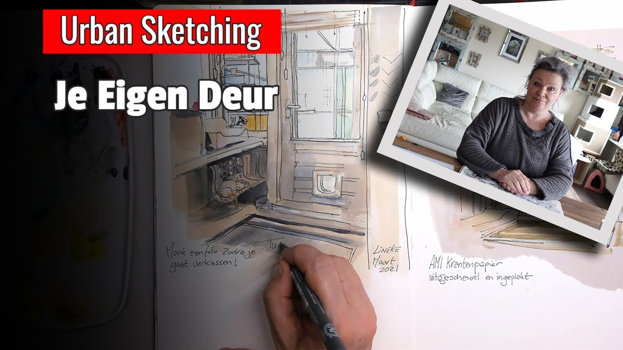Urban Sketching - Teken Je eigen deur met pen en inkt tekenen Les 1