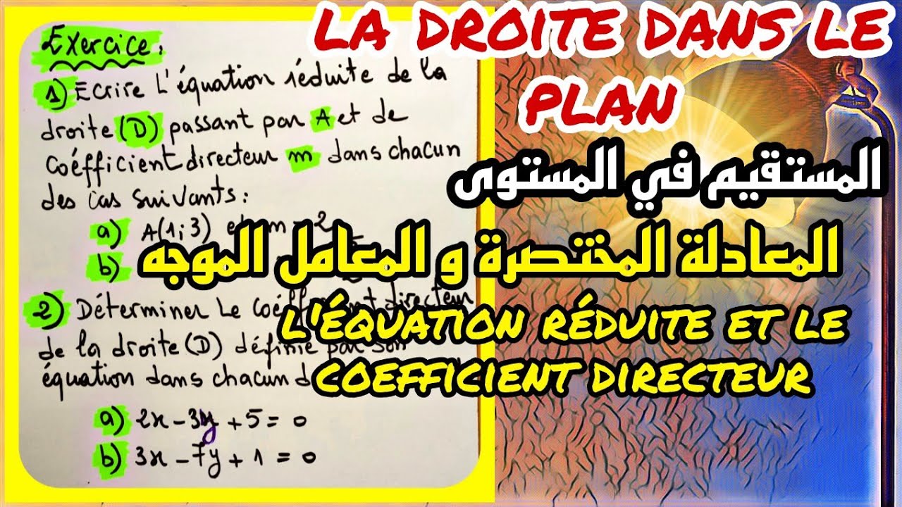 la droite dans le plan tronc commun : l'équation réduite et le coefficient directeur