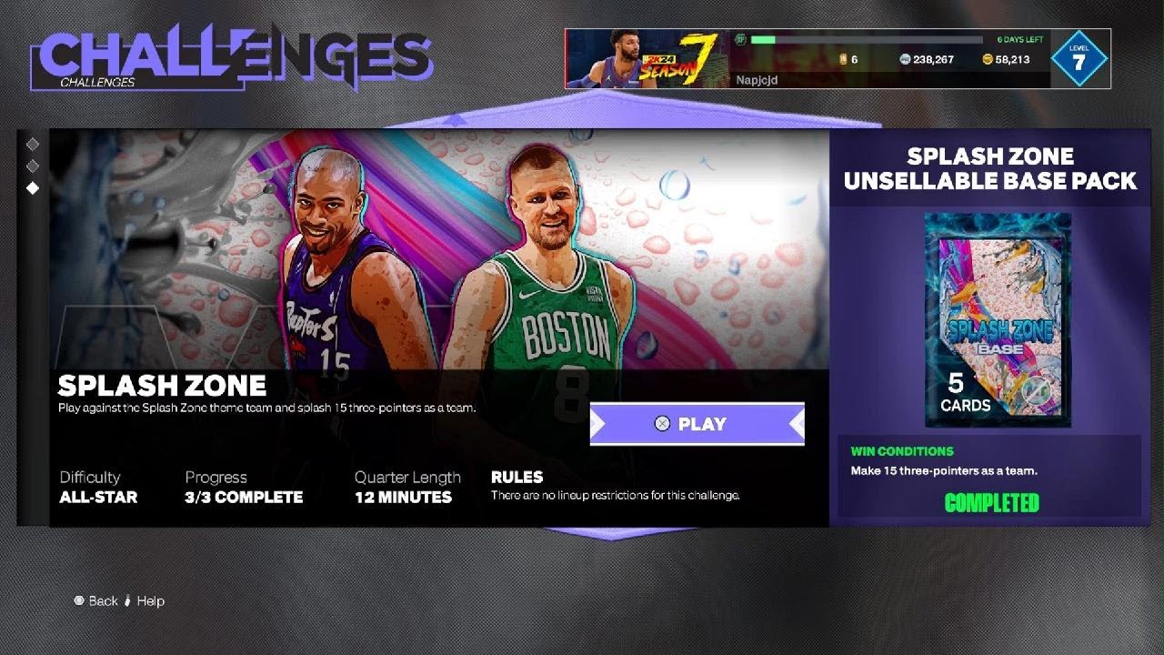 NBA 2K24 Splash Zone MyTEAM Spotlight Challenge