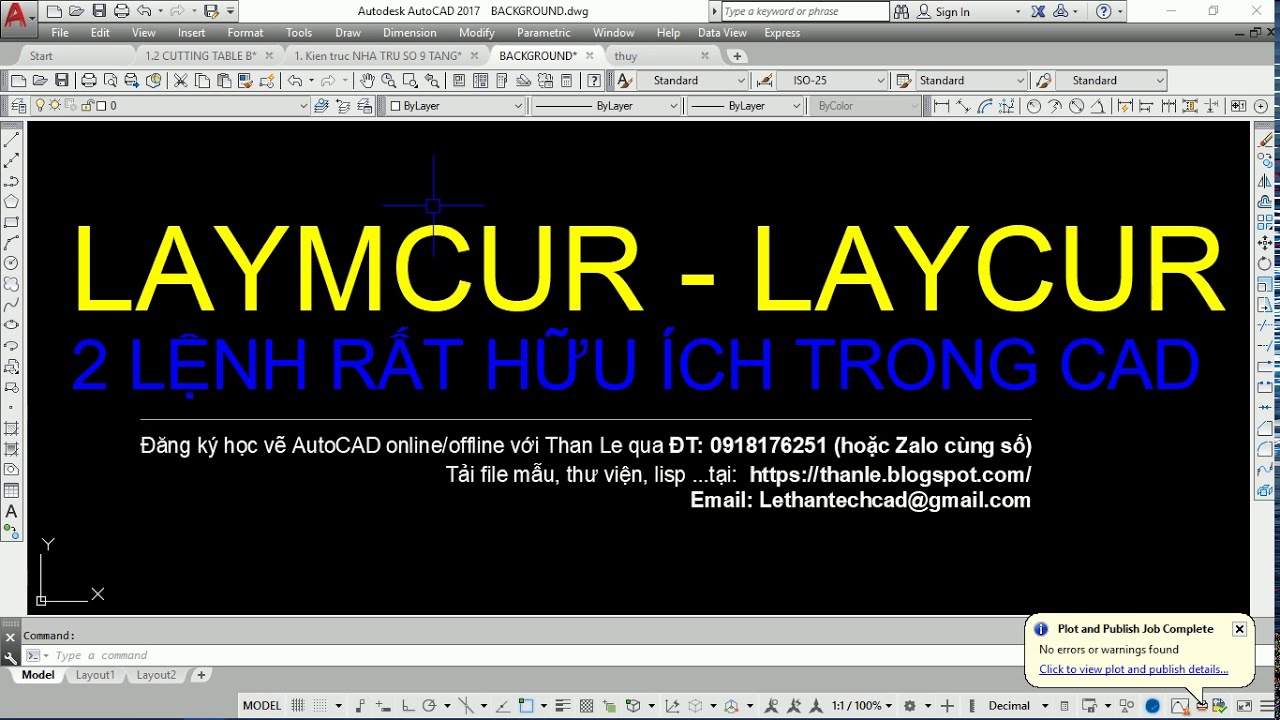LAYMCUR & LAYCUR LÀ HAI LỆNH GIÚP QUẢN LÝ LAYER RẤT HỮU ÍCH KHI VẼ AUTOCAD