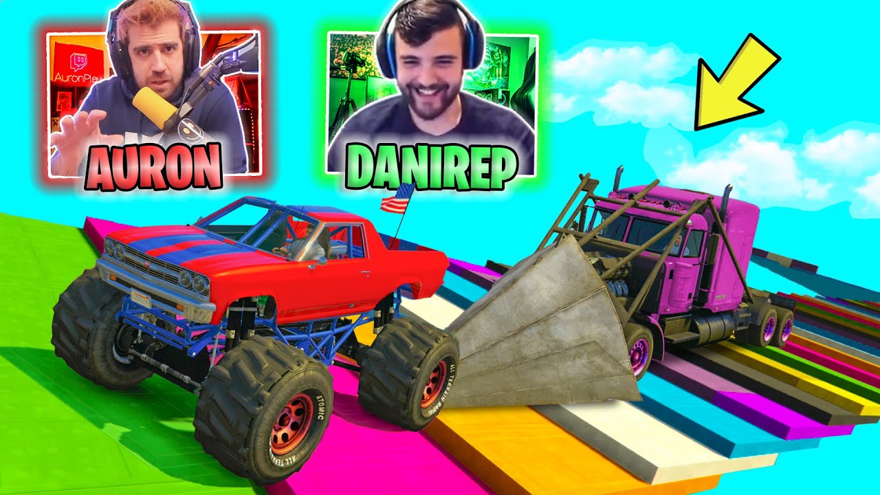 CARA A CARA ÉPICO! ESCALERA GIGANTE!! CON AURONPLAY , DJMARIO Y AMIGOS! - GTA V ONLINE