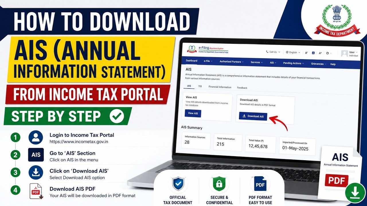 How to Download AIS (Annual Information Statement) from Income Tax Portal | Step-by-Step| AIS PDF l 