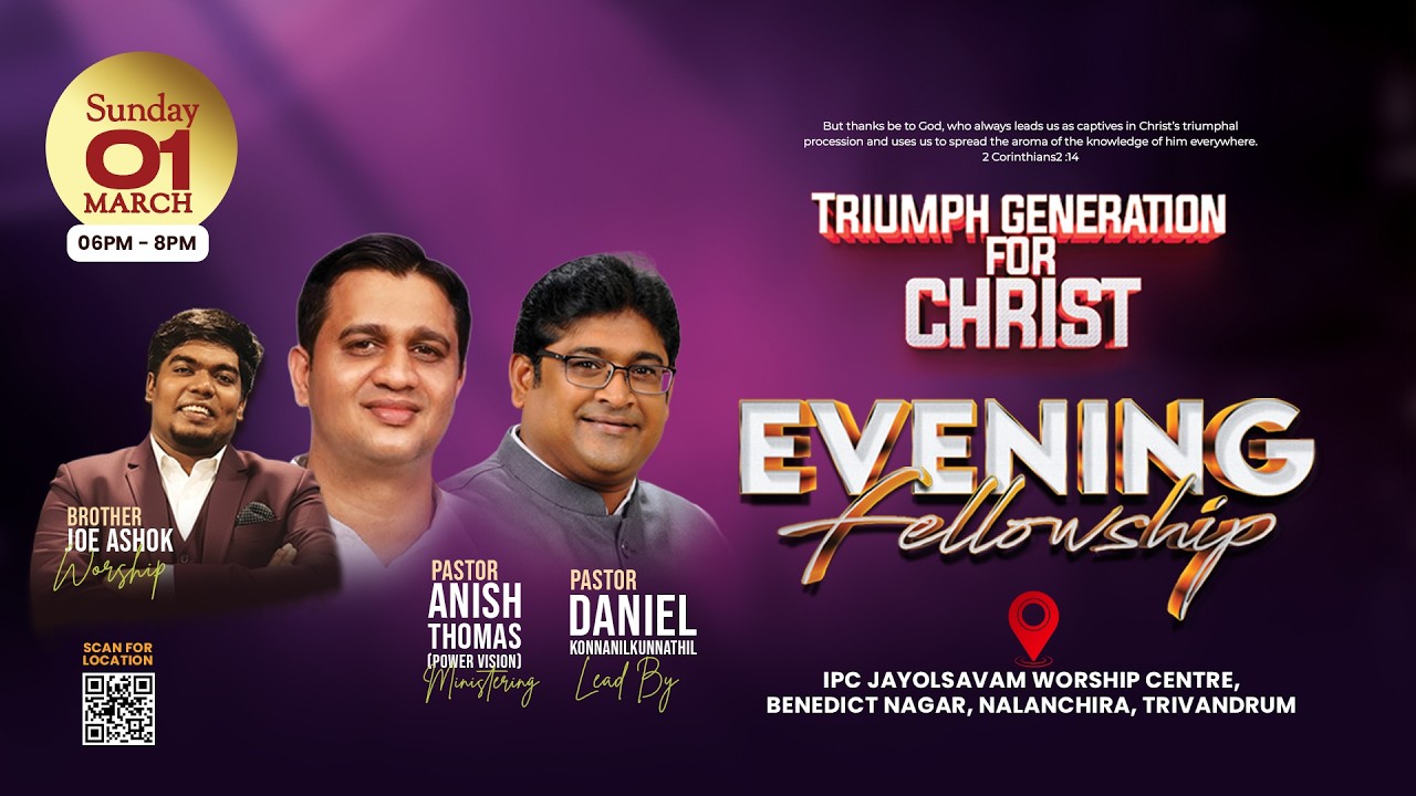 TRIUMPH GENERATION FOR CHRIST  EVENING WORSHIP .01 03 2026 LIVE FROM JAYOLSAVAM  WORSHIP CENTRE  TVM