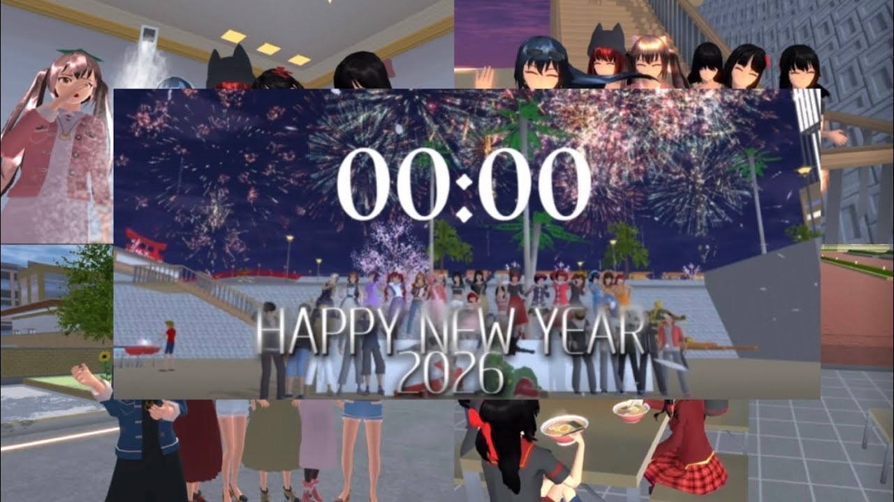 Aikha & Friends #3 [Sambut Malam Tahun Baru] ll SAKURA SCHOOL SIMULATOR