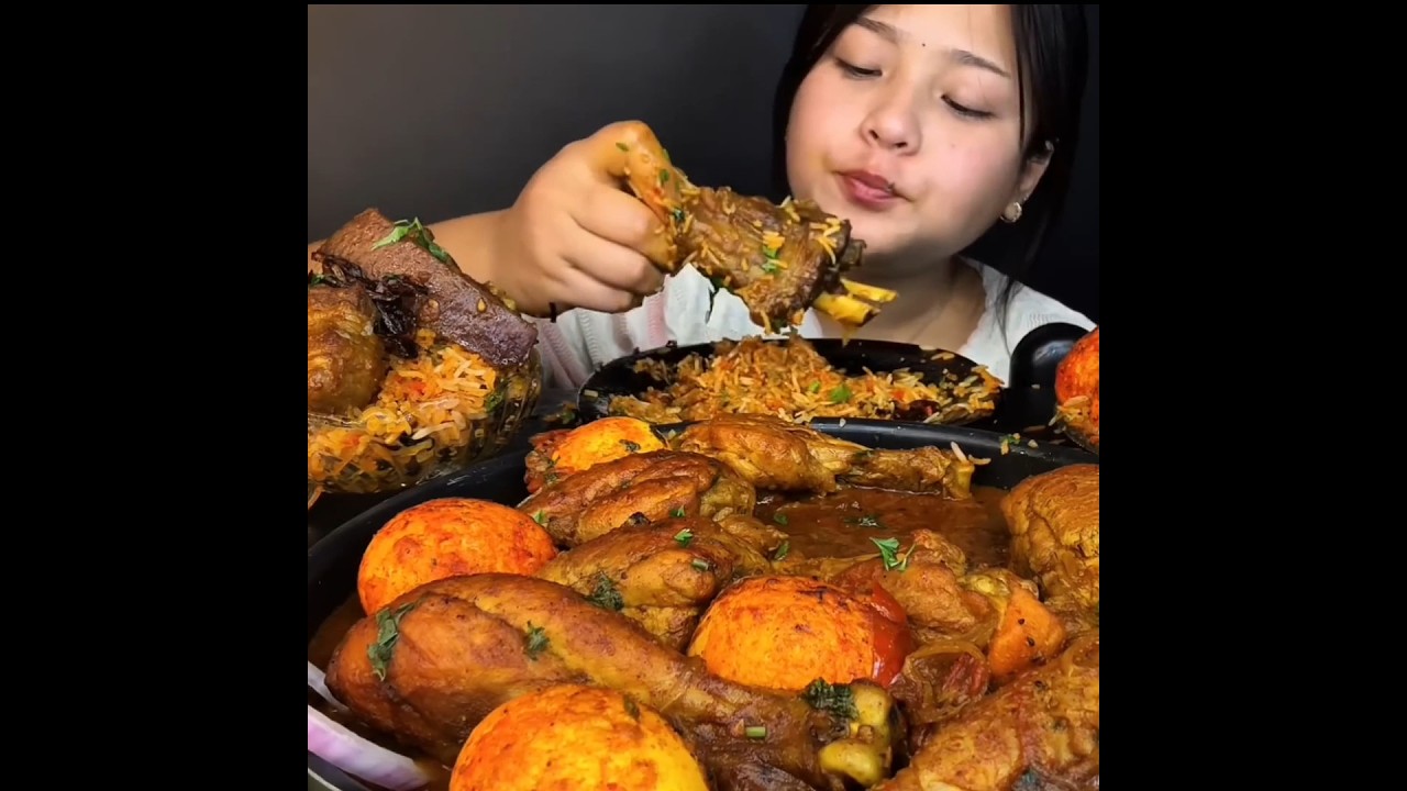 ASMR: EATING SPICY MUTTON CURRY🔥 BASMATI RICE || #shorts #mukbangn#asmreating #mukbangasmr #asmr